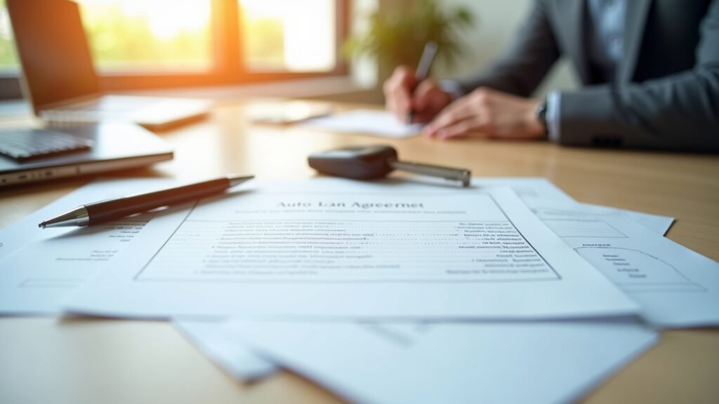 Car loan documents and keys