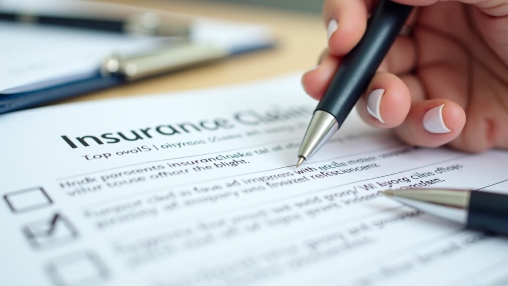 Insurance claim form closeup