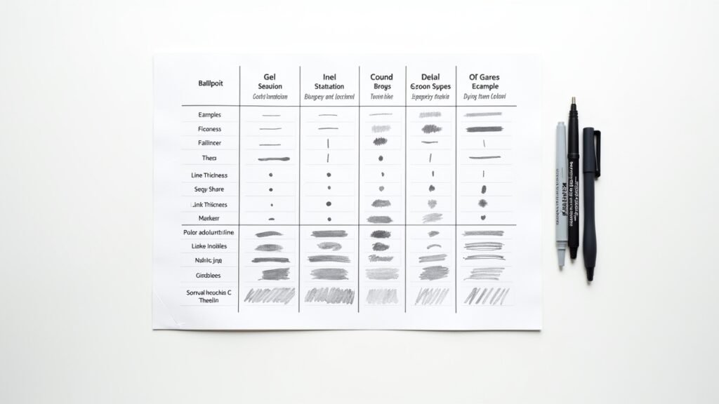 Pen marking comparison chart