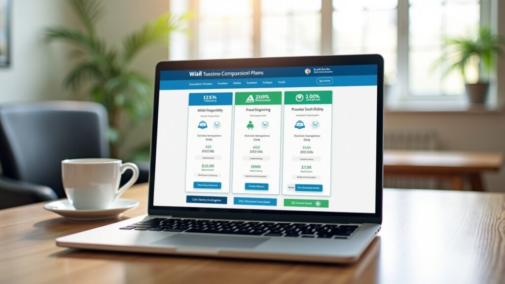 Laptop showing insurance comparison website