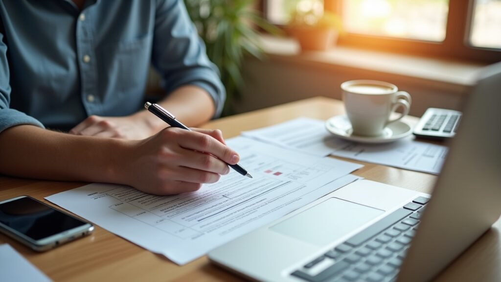 Person reviewing car insurance documents