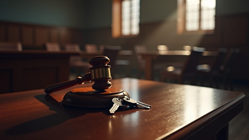Judge's gavel and car keys