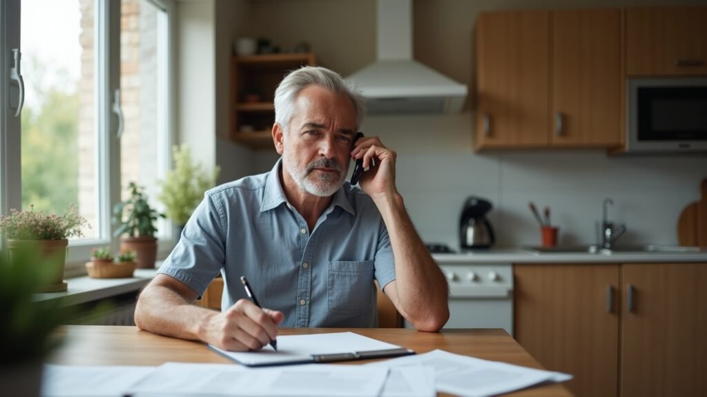 Person on phone with insurer