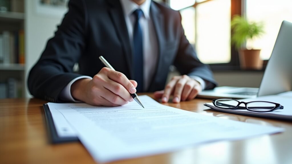 Person signing insurance form