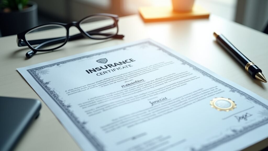 Professional insurance certificate