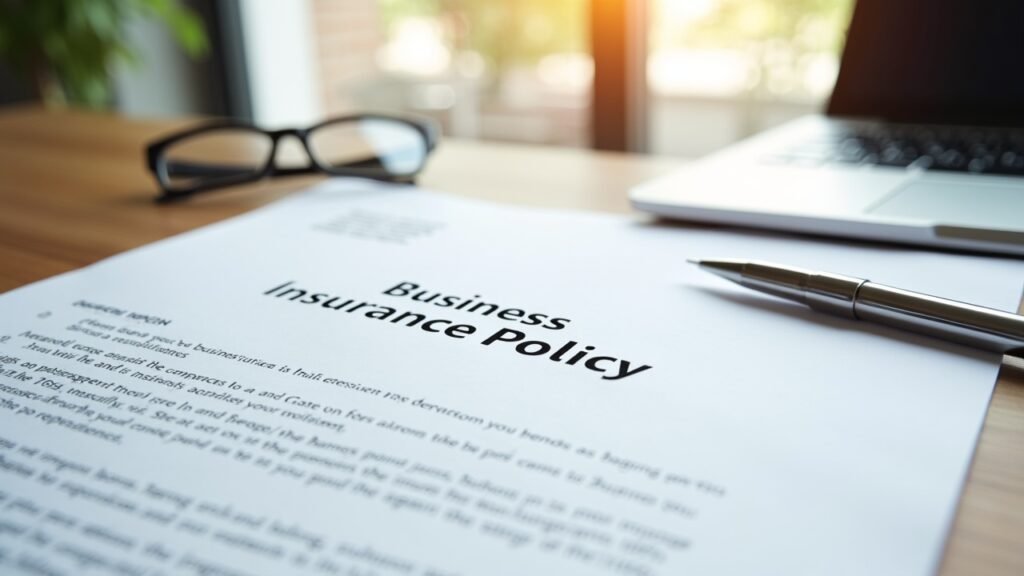 Business insurance policy on desk
