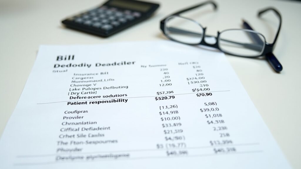 Medical bill with deductible breakdown