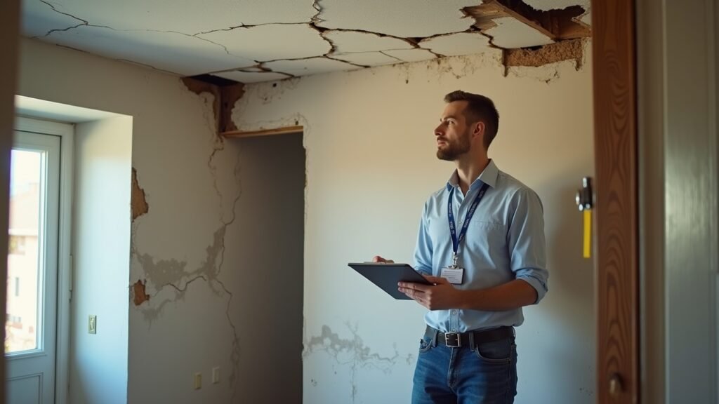 Adjuster inspecting home damage