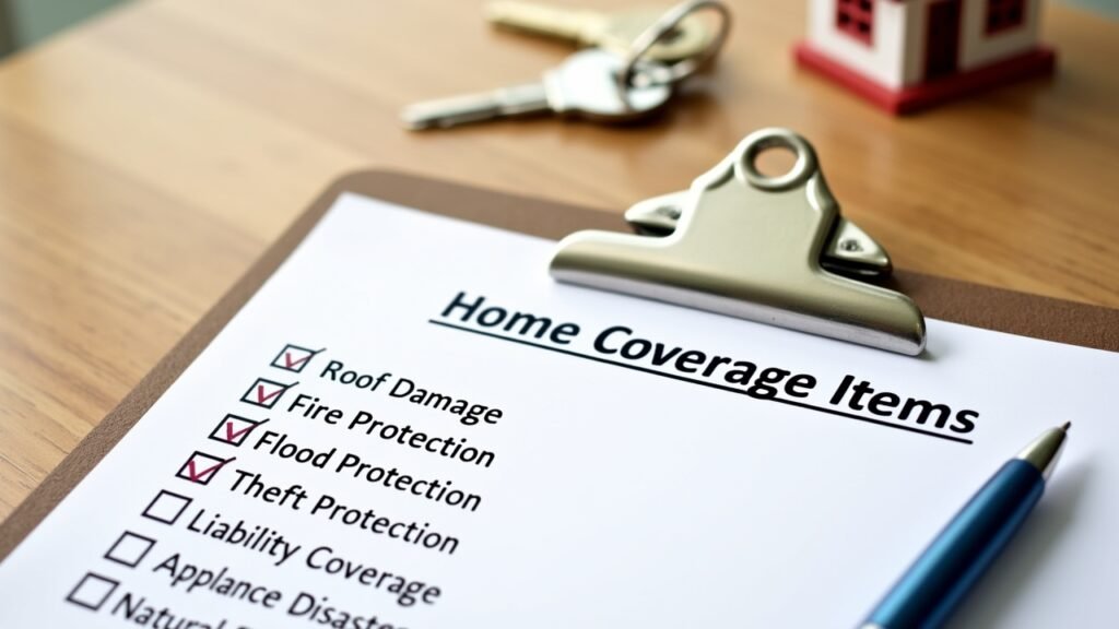 Checklist with home coverage items