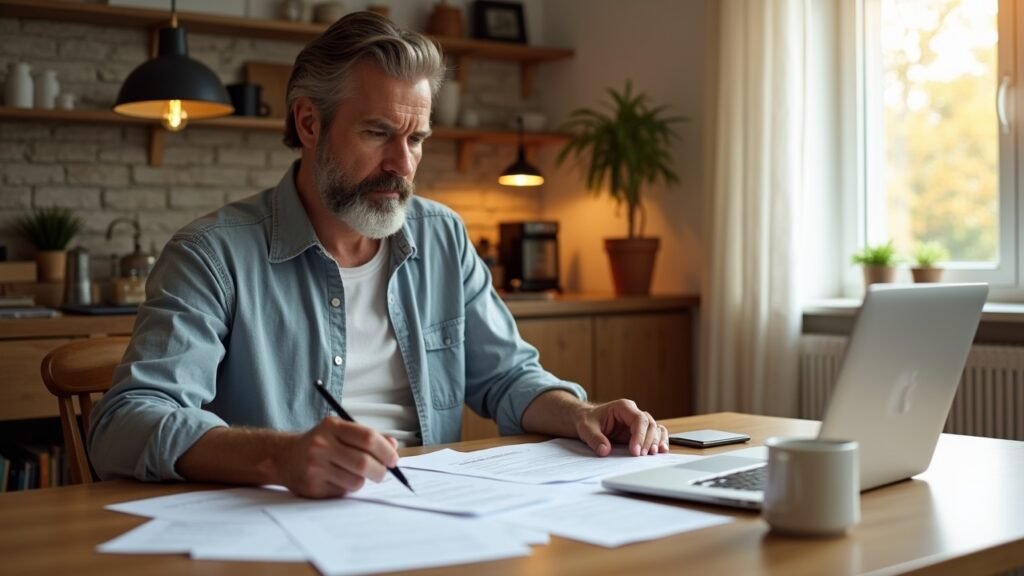 Homeowner reviewing policy documents