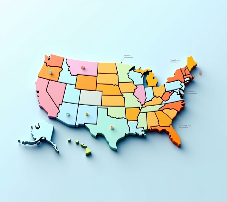 US states illustrated map