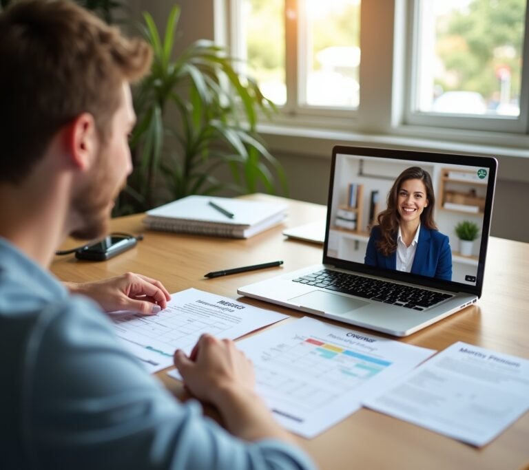 Young adult on laptop shopping insurance