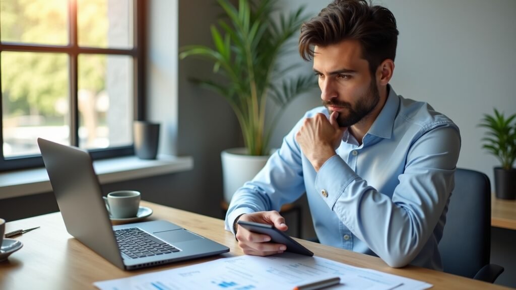 Person calculating coverage needs