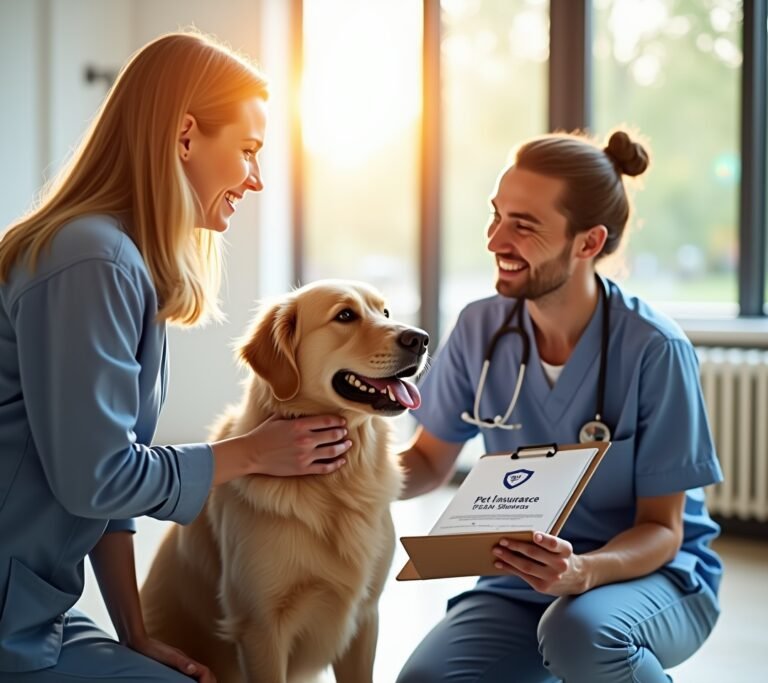 Golden retriever getting check-up