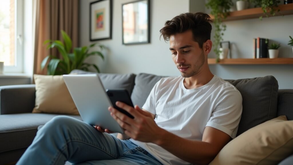 Renter reviewing insurance app