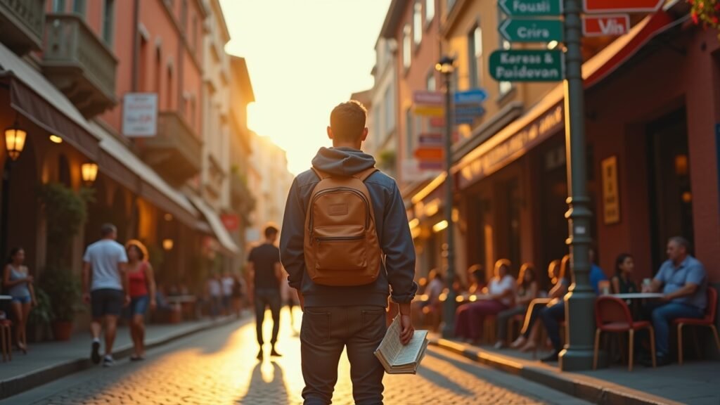 Tourist in foreign city