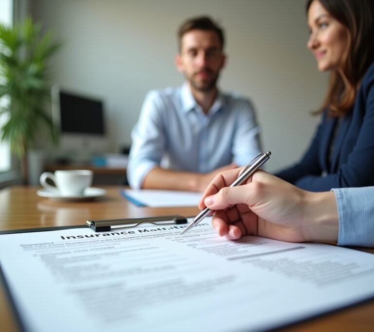 Insurance declarations page on desk
